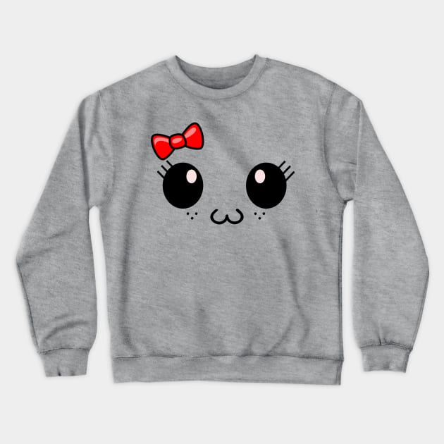 Cute Anime Face Crewneck Sweatshirt by NyteVisions